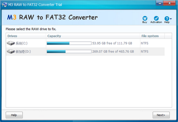M3 RAW To FAT32 Converter(硬盘驱动器修复工具)