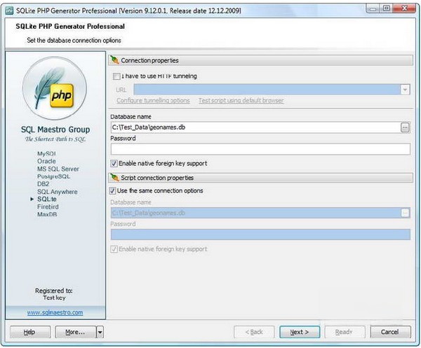 SQLite PHP Generator
