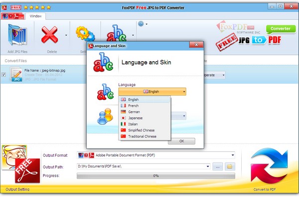 FoxPDF Free JPG to PDF Converter(JPG转PDF转换工具)