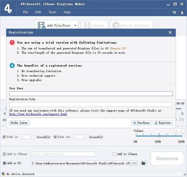 4Videosoft iPhone Ringtone Maker(铃声制作工具)