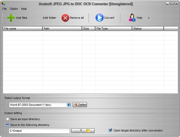 Aostsoft JPEG JPG to DOC OCR Converter