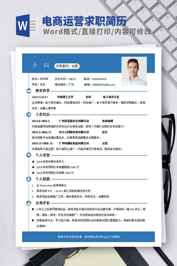 电商运营求职简历模板